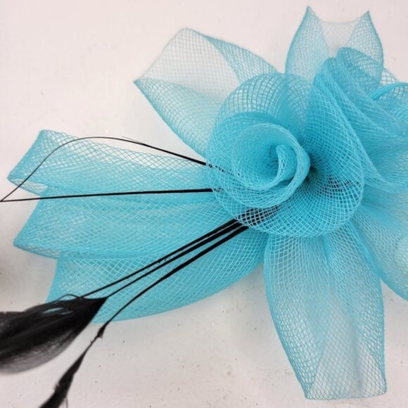 Turquoise Blue Fascinator Hair Clip Flower Corsage Flower Floral Hair Accessory main image 4